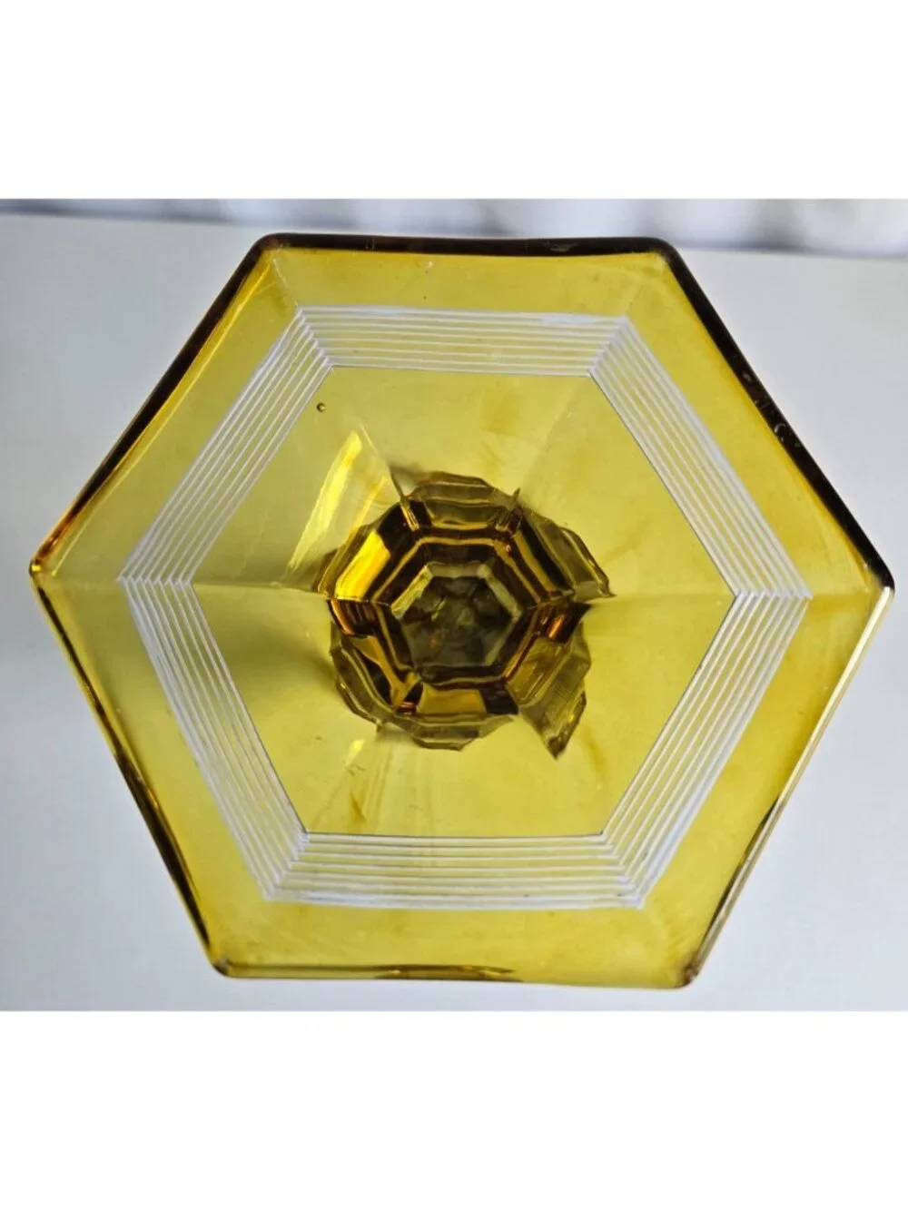 Vtg Vaseline Uranium Glass Etched 2 Patterns 9 Inches High Candle Stick Holder